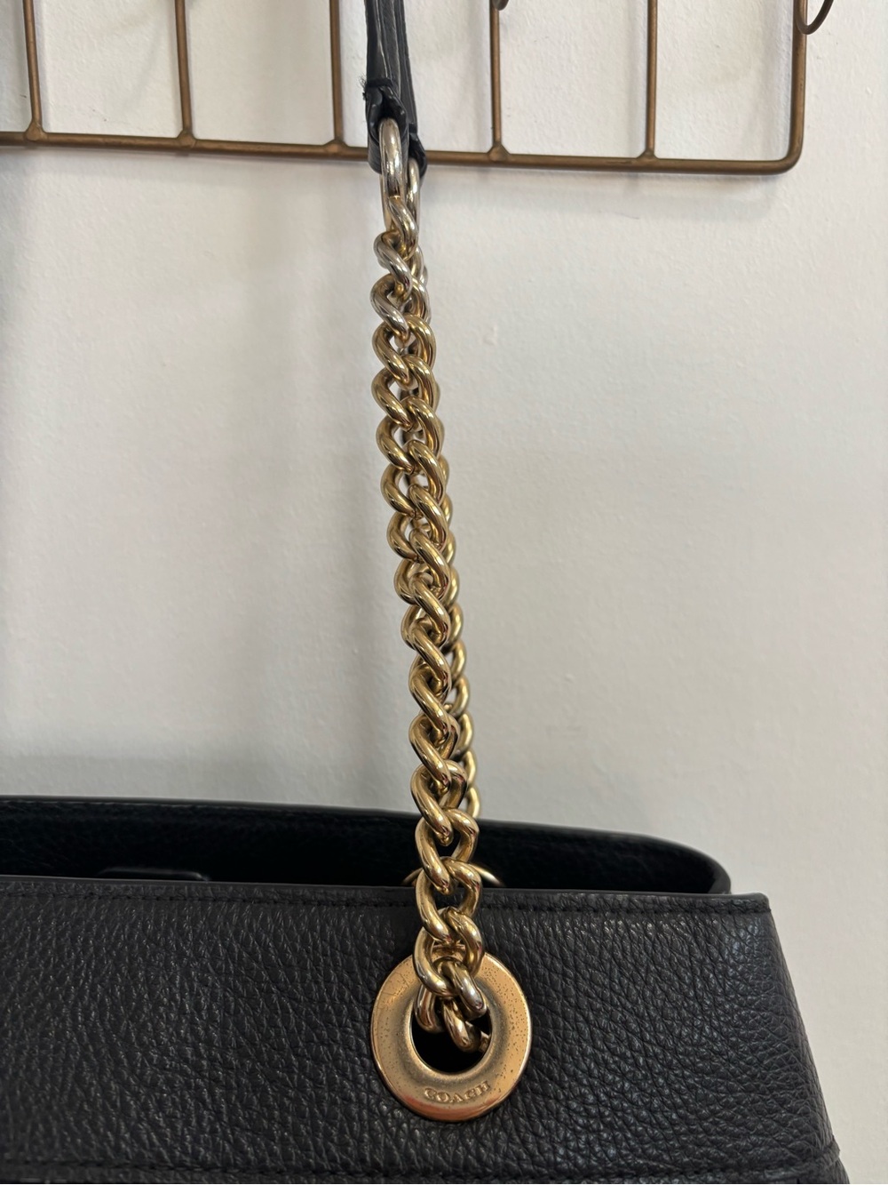 Coach Brooke Chain Carryall Black Pebble Leather (F37796) - Picture 9 of 16